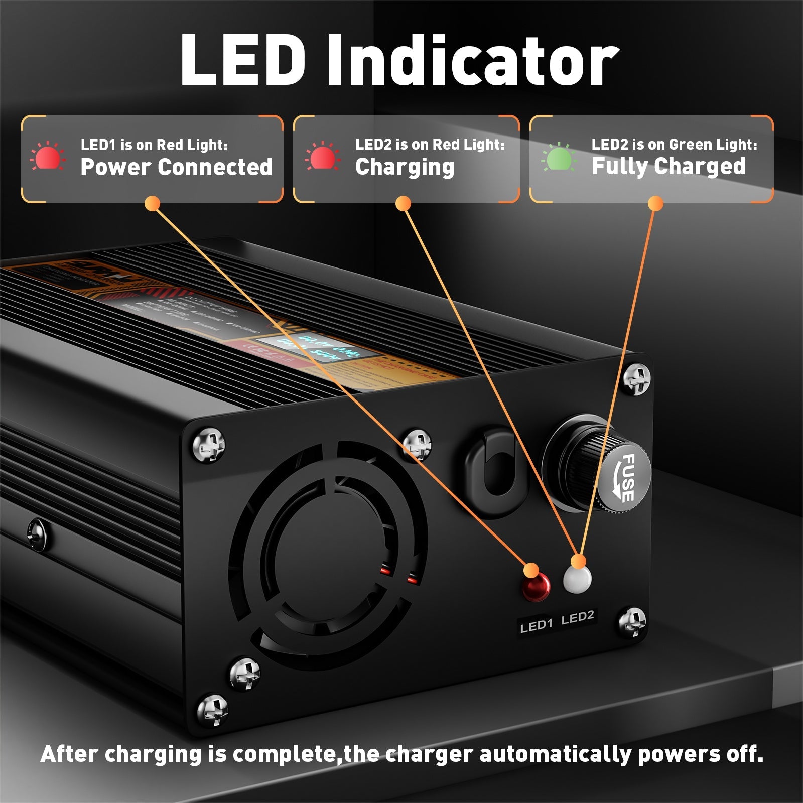 Suraziki LiFePO4 58,4 V 4 A Batterieladegerät für 48 V/51,2 V Lithium-Eisenphosphat-Batterien, LED-Anzeige, vollständiger Schutz