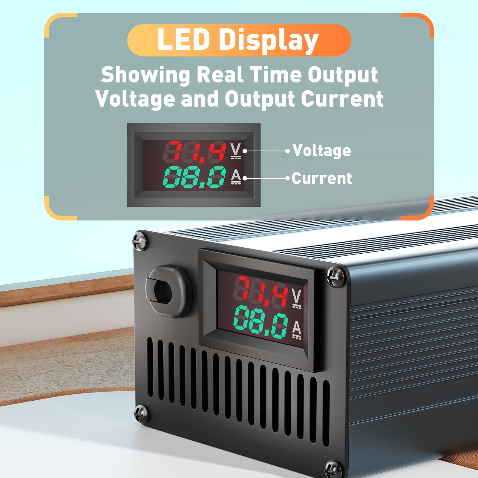 Suraziki 71.4V 1-8A current adjustable lithium battery charger for 17S 62.9V Li-ion / ternary lithium / polymer battery, Ebike Scooter electric motorcycle Battery Charger