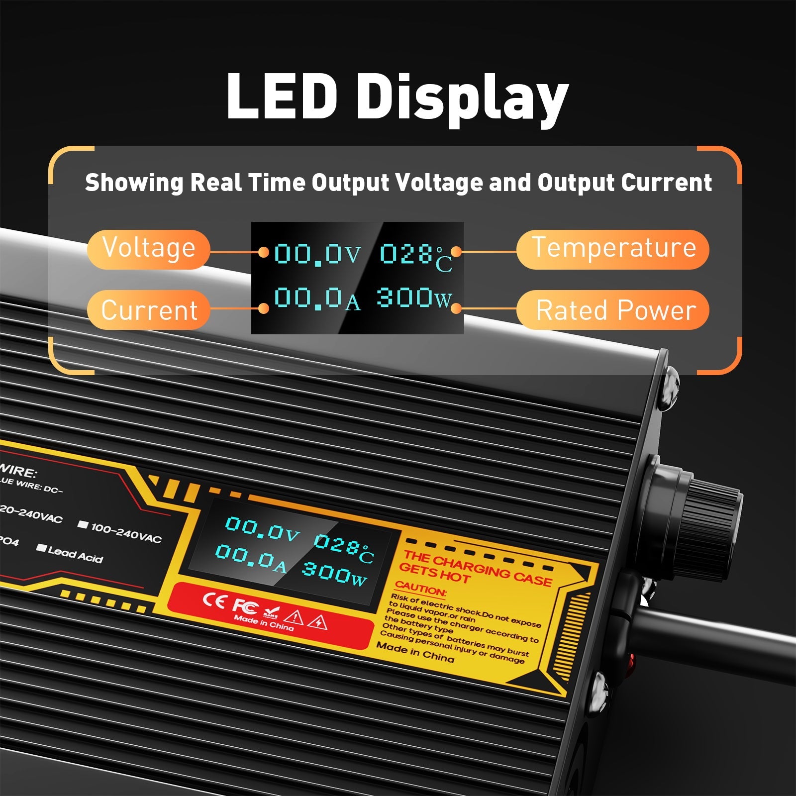 Suraziki Lithium 84V 3A Battery Charger for 74V 72V Lithium-ion polymer batteries, LED Display, Full Protection，Aluminum alloy shell