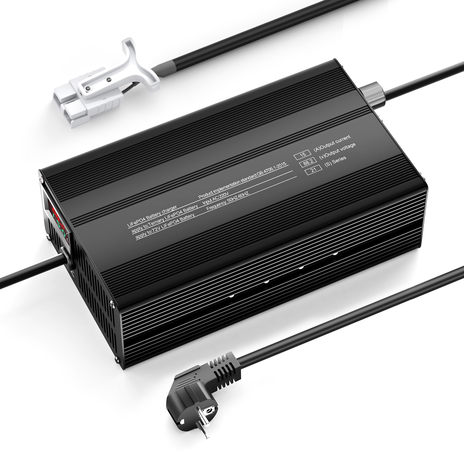 Suraziki 88.2V 1-15A Current Adjustable Lithium Battery Charger for 21S 77.7V Li-Ion/Ternary Lithium/Polymer Batteries, Ebike Scooter Battery Charger