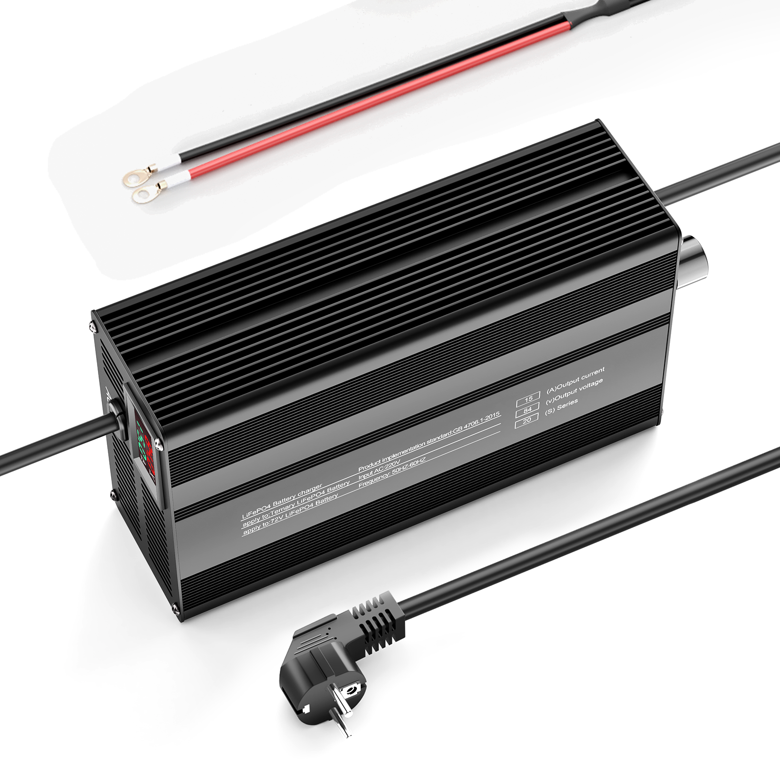 Suraziki 84V 1-15A Stromverstellbares Lithium-Batterieladegerät für 20S 74-V-Li-Ionen-/ternäre Lithium-/Polymer-Batterien, E-Bike-Scooter-Batterieladegerät